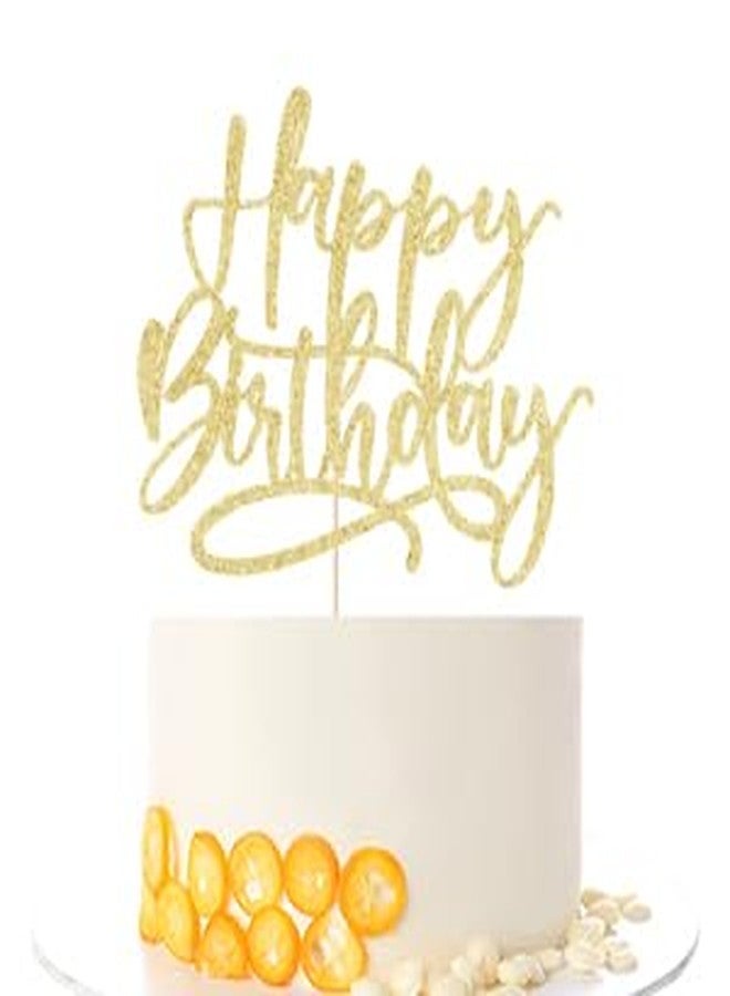 Kaoenla Happy Birthday Cake Topper-handwork Golden happy birthday cake Decor,Birthday/Anniversary cakes Selected decorative - Image 1